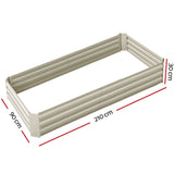 Greenfingers Garden Bed 2PCS 210X90X30cm  Galvanised Steel Raised Planter Cream