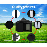 Instahut Gazebo Pop Up Marquee 3x3m Folding Wedding Tent Gazebos Shade Black