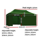 Instahut Gazebo Pop Up Marquee 3x6m Folding Wedding Tent Gazebos Shade Green