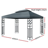 Instahut Gazebo 4x3m Party Marquee Outdoor Wedding Event Tent Iron Art Canopy Grey