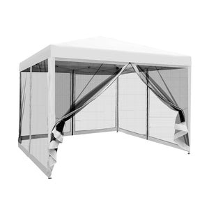 Instahut Gazebo Pop Up Marquee 3x3m Wedding Mesh Side Wall Outdoor Gazebos White