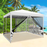 Instahut Gazebo Pop Up Marquee 3x3m Wedding Mesh Side Wall Outdoor Gazebos White