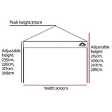 Instahut Gazebo Pop Up Marquee 3x3m Outdoor Tent Folding Wedding Gazebos Red