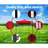 Instahut Gazebo Pop Up Marquee 3x3m Outdoor Tent Folding Wedding Gazebos Red