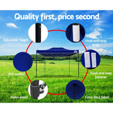 Instahut Gazebo Pop Up Marquee 3x4.5m Outdoor Tent Folding Wedding Gazebos Blue