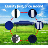 Instahut Gazebo Pop Up Marquee 3x6m Outdoor Tent Folding Wedding Gazebos Blue