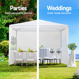 Instahut Gazebo 3x3m Outdoor Marquee Side Wall Party Wedding Tent Camping White 4 Panel