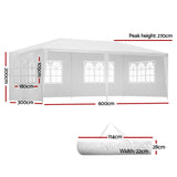 Instahut Gazebo 3x6m Outdoor Marquee Side Wall Party Wedding Tent Camping White 4 Panel