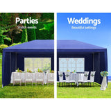 Instahut Gazebo 3x6m Outdoor Marquee side Wall Gazebos Tent Canopy Camping Blue 8 Panel