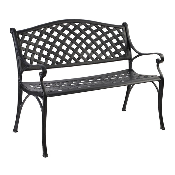 Gardeon Garden Bench Outdoor Seat Chair Cast Aluminium Park Black