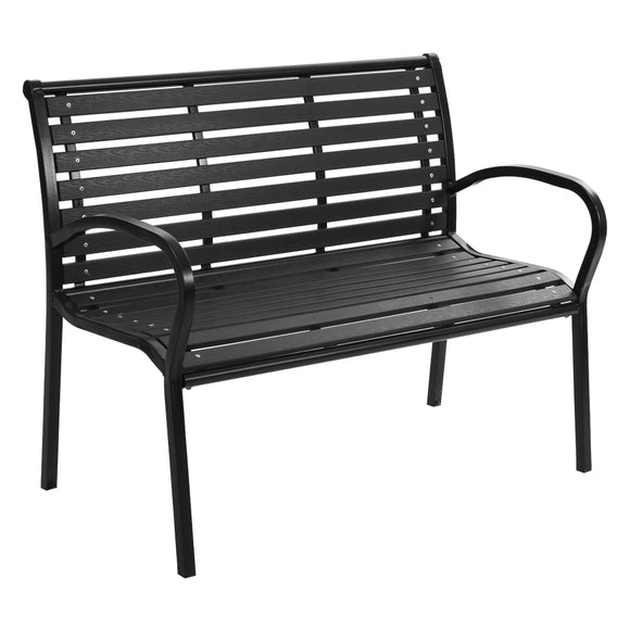 Gardeon Garden Bench Outdoor Furniture Chair Steel Lounge Backyard Patio Park Black