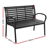 Gardeon Garden Bench Outdoor Furniture Chair Steel Lounge Backyard Patio Park Black