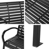 Gardeon Garden Bench Outdoor Furniture Chair Steel Lounge Backyard Patio Park Black