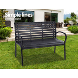 Gardeon Garden Bench Outdoor Furniture Chair Steel Lounge Backyard Patio Park Black