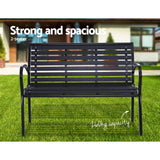 Gardeon Garden Bench Outdoor Furniture Chair Steel Lounge Backyard Patio Park Black