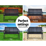 Gardeon Garden Bench Outdoor Furniture Chair Steel Lounge Backyard Patio Park Black