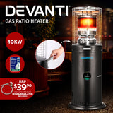 Devanti Gas Patio Outdoor Heater Propane Butane LPG Portable Heater Stand Steel Black