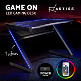 Artiss Gaming Desk Home Office Computer Carbon Fiber Style LED Racer Table