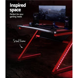 Artiss Gaming Desk Study Computer Desktop Carbon Fiber Style LED RGB Racer Table