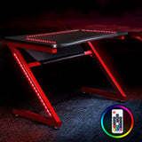 Artiss Gaming Desk Study Computer Desktop Carbon Fiber Style LED RGB Racer Table