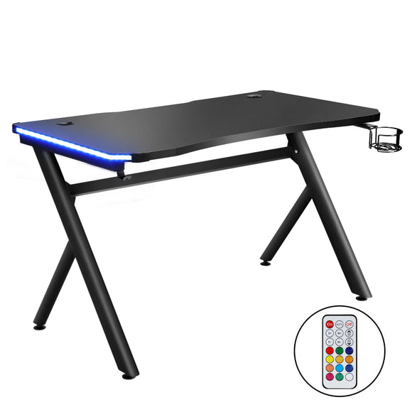 Artiss Gaming Desk Home Office Computer Carbon Fiber Style LED Racer Table Black