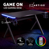 Artiss Gaming Desk Home Office Computer Carbon Fiber Style LED Racer Table Black