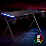 Artiss Gaming Desk Home Office Computer Carbon Fiber Style LED Racer Table Black