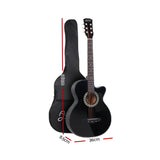 ALPHA 38 Inch Wooden Acoustic Guitar with Accessories set Black