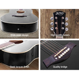 ALPHA 41 Inch Wooden Acoustic Guitar with Accessories set Black