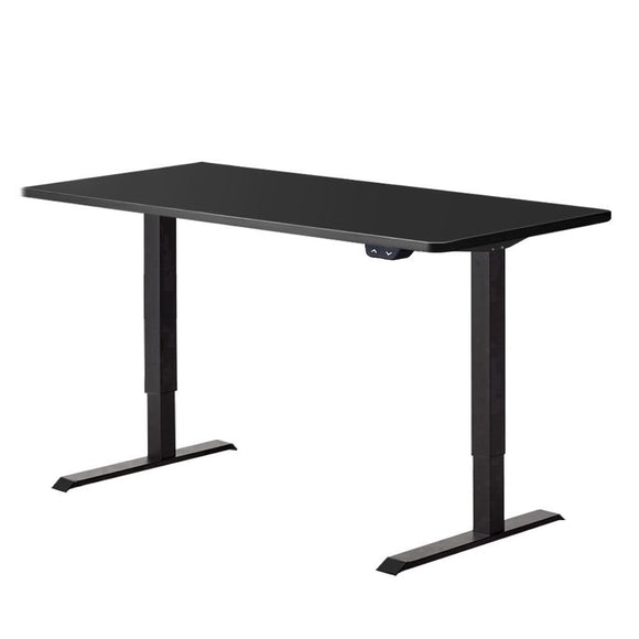 Electric Motorised Height Adjustable Standing Desk - Black Frame with 140cm Black Top