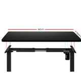 Electric Motorised Height Adjustable Standing Desk - Black Frame with 140cm Black Top