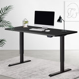 Electric Motorised Height Adjustable Standing Desk - Black Frame with 140cm Black Top