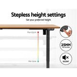 Electric Motorised Height Adjustable Standing Desk - Black Frame with 140cm Natural Oak Top