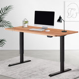 Electric Motorised Height Adjustable Standing Desk - Black Frame with 140cm Natural Oak Top