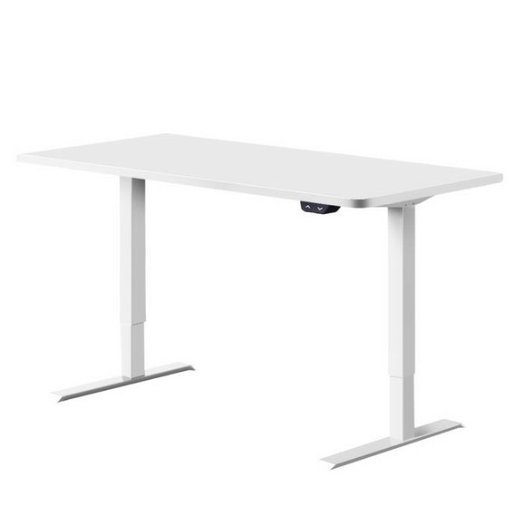 Electric Motorised Height Adjustable Standing Desk - White Frame with 140cm White Top