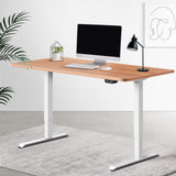 Electric Motorised Height Adjustable Standing Desk - White Frame with 140cm Natural Oak Top