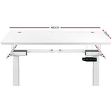 Electric Motorised Height Adjustable Standing Desk - White Frame with 160cm White Top