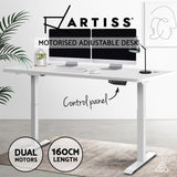 Electric Motorised Height Adjustable Standing Desk - White Frame with 160cm White Top
