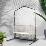 Gardeon Double Swing Hammock Chair with Stand Macrame Outdoor Bench Seat Chairs