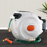 Greenfingers Retractable Hose Reel 30M Garden Water Brass Spray Gun Auto Rewind