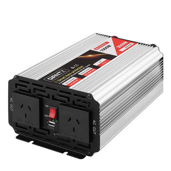 Giantz Power Inverter 1000W or 2000W Pure Sine Wave 12V-240V Camping Boat Caravan