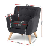 Keezi Kids Sofa Armchair Black Linen Lounge Nordic French Couch Children Room