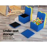 Keezi Kids Sofa Armchair Children Table Chair Couch PU Padded Blue Storage Space