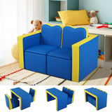 Keezi Kids Sofa Armchair Children Table Chair Couch PU Padded Blue Storage Space