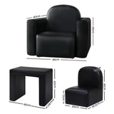 Keezi Kids Sofa Armchair Black PU Leather Convertible Chair Table Couch Children