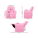 Keezi Kids Recliner Chair Pink PU Leather Sofa Lounge Couch Children Armchair