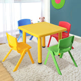 Keezi 60x60cm Kids Children Activity Study Desk Yellow Table & 4 Chairs Mixed