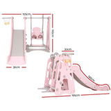 Keezi Kids Slide Swing Outdoor Playground Basketball Hoop Playset Indoor Pink