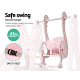 Keezi Kids Slide Swing Outdoor Playground Basketball Hoop Playset Indoor Pink