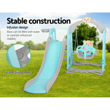 Keezi Kids Slide Swing Outdoor Playground Music Basketball Set Green